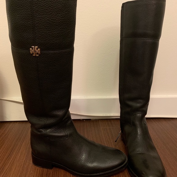 Tory Burch Jolie Black Leather Riding Boots.Size 8 - Picture 3 of 4